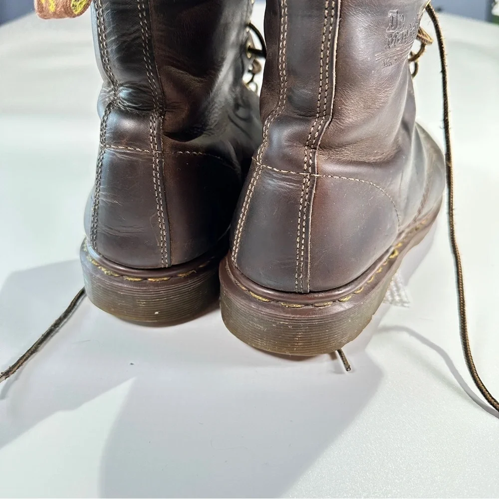 Dr. Martens Made In England Leather Combat Boots Dark Brown Size 10